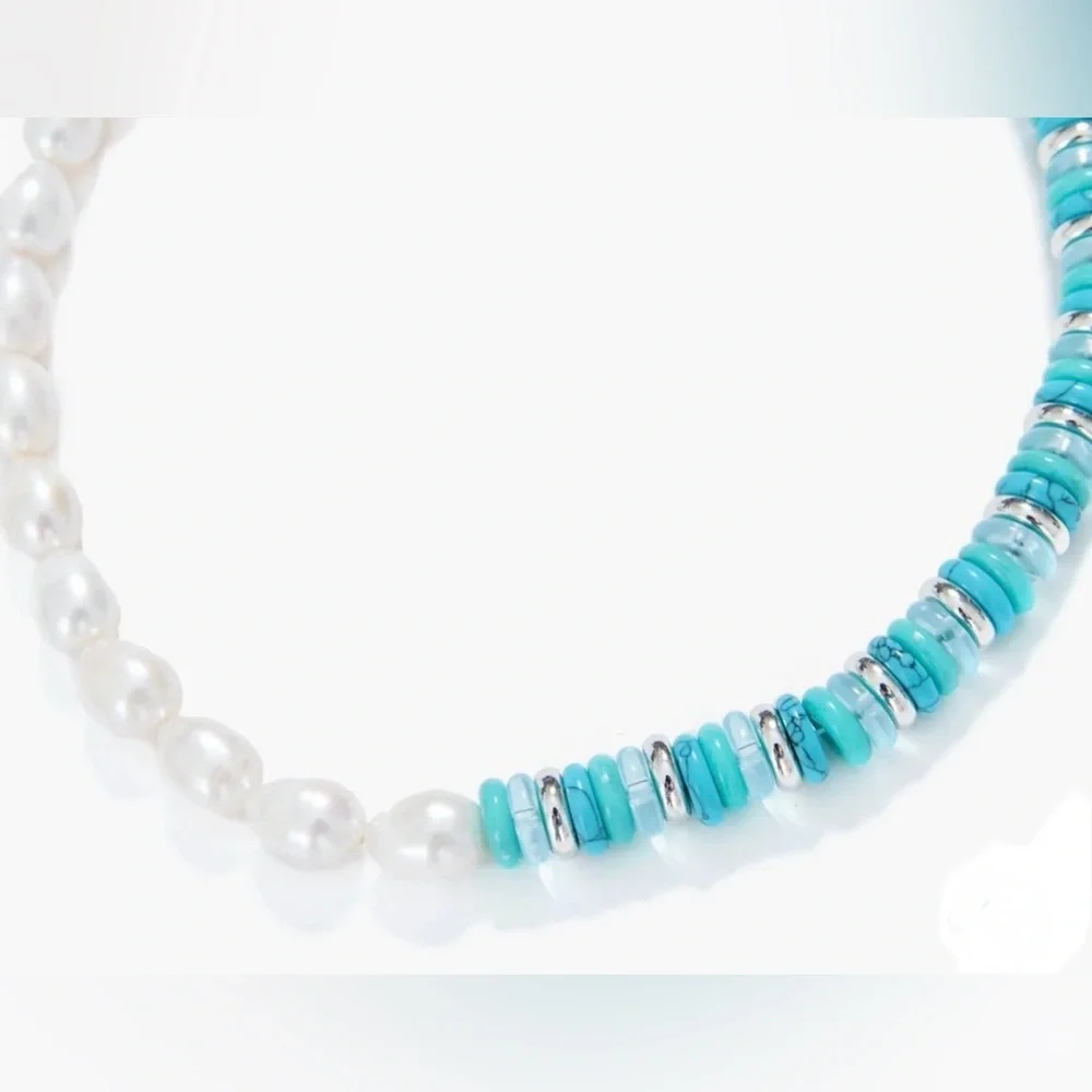 Tuckernuck Collection | Pearl & Turquoise Frankie Necklace | New - Picture 2 of 6